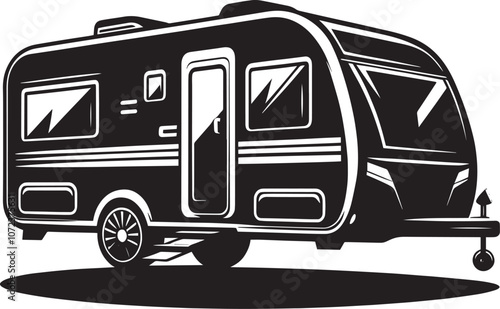 Caravan camper vehicle silhouette vector illustration isolated on a white background