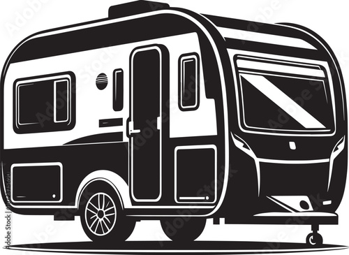 Caravan camper vehicle silhouette vector illustration isolated on a white background