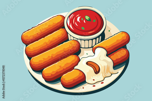 A flat illustration of a Mozzarella Sticks.