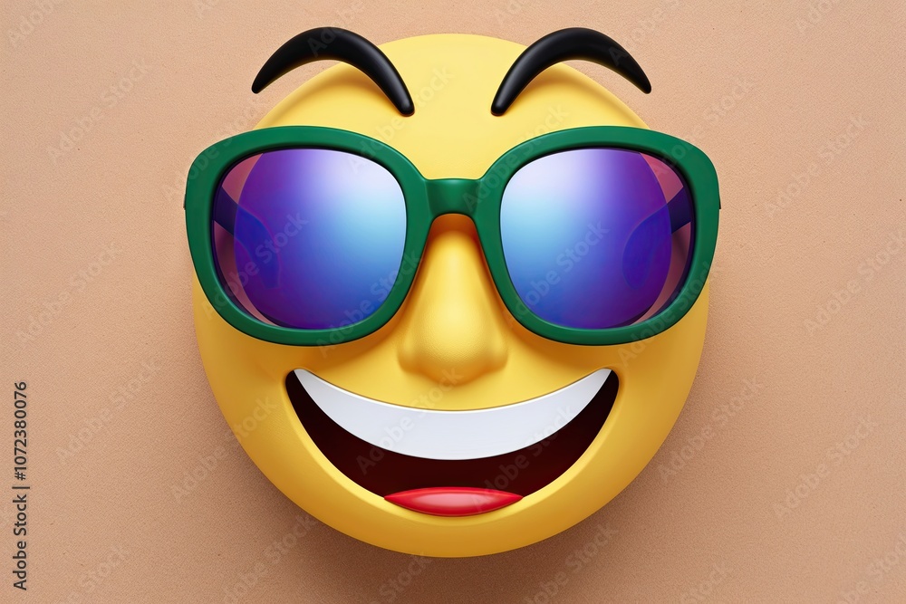 Playful Winking Face Emoji with Big Sunglasses in Vibrant 3D Style Playful Winking Face Emoji with Big Sunglasses in Vibrant 3D Style