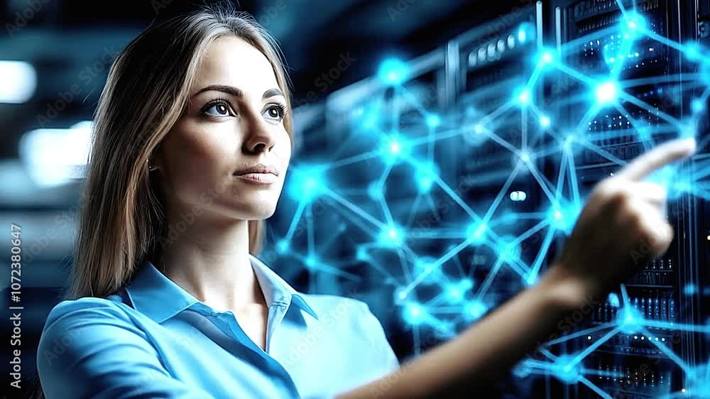 woman with hologram graphic business woman with hologram graphic business
