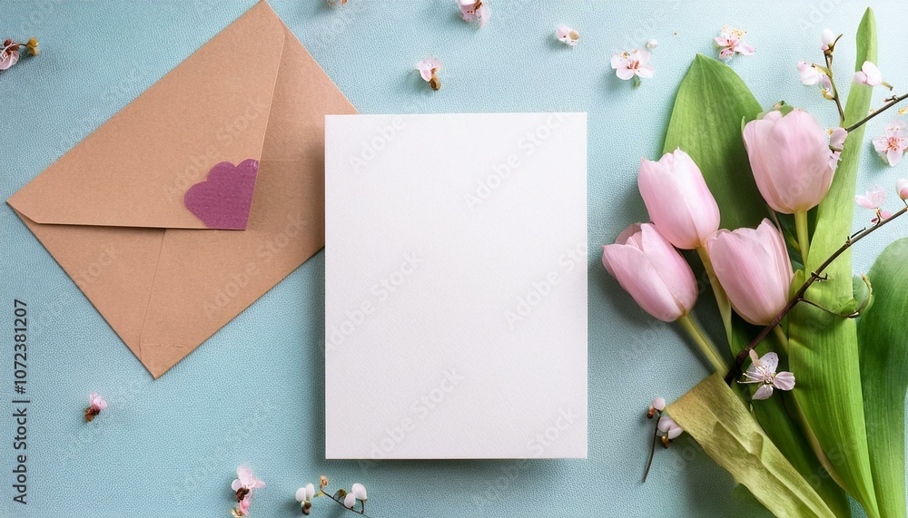 spring mockup with card 5x7 and envelope spring mockup with card 5x7 and envelope