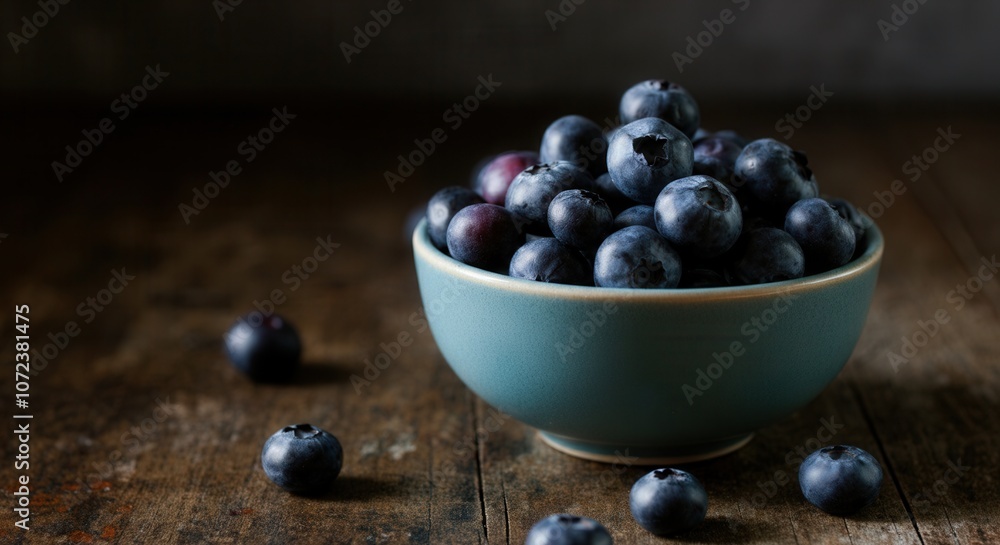 Fresh blueberries in ceramic bowl on wooden background Fresh blueberries in ceramic bowl on wooden background
