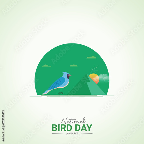 National Bird Day. Bird Day creative ads design Jan 5 . social media poster, vector, 3D illustration. photo