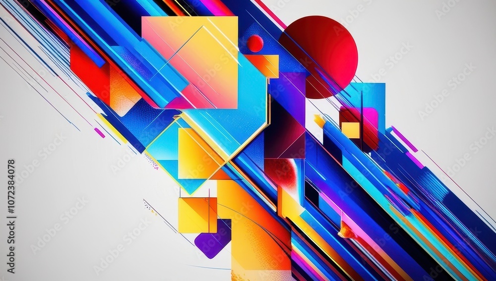 Dynamic abstract art featuring bold colors and layered forms in a digital collage style Dynamic abstract art featuring bold colors and layered forms in a digital collage style