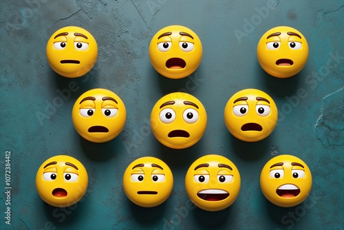 Perplexed Emojis: Ambivalent Animated 3D Face Expressions in Vibrant Yellow