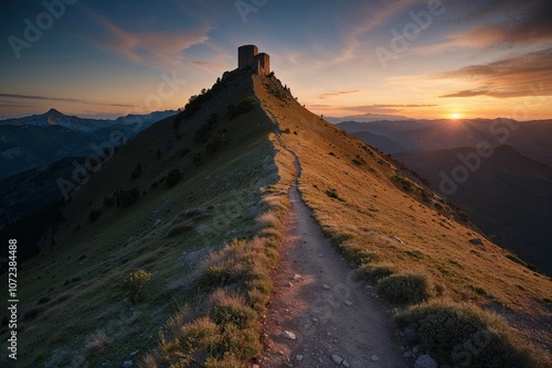 Evening Horizon Trail to Abandoned Stronghold on Soaring Ridge photo