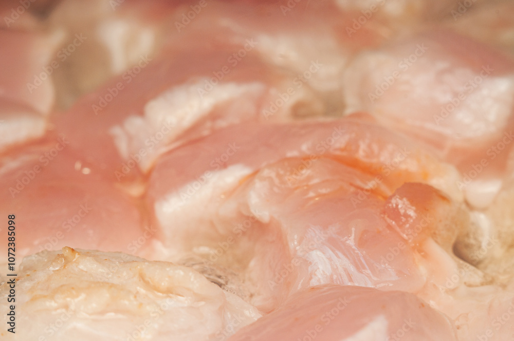 Close-up of raw chicken breasts in a pan Close-up of raw chicken breasts in a pan