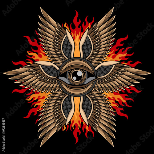eyes with angel wings tattoo