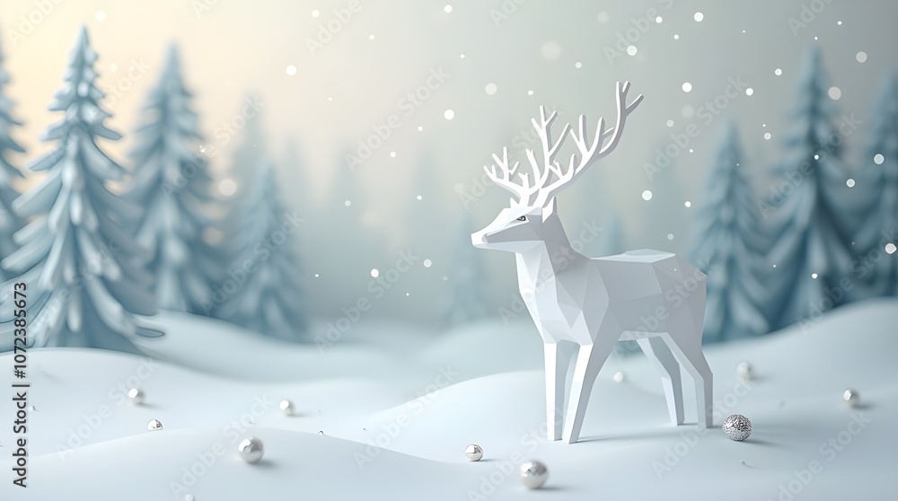 a paper cut deer standing in a forest generative ai a paper cut deer standing in a forest generative ai
