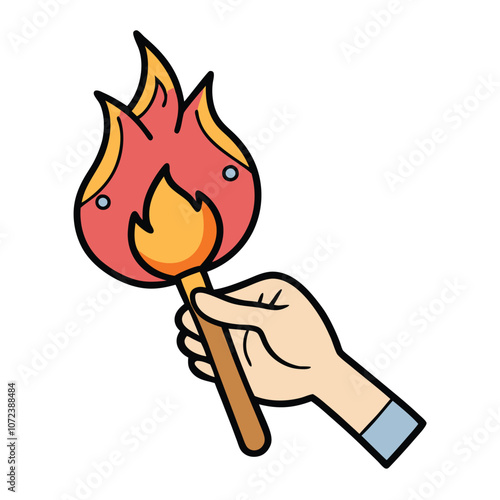 Fire ball. Flame from burning fuel illustration white background