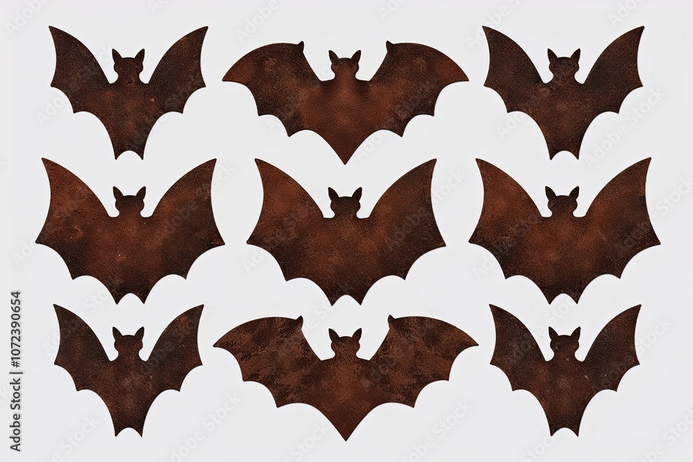 Fototapeta premium Rustic Bat Shape Designs with Textured Details on Transparent Background