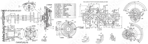 Foto Crankshaft with flywheel and clutch of cargo vehicle