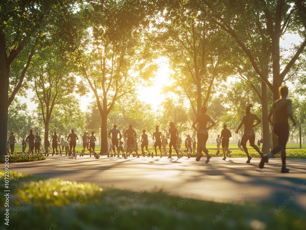 Fototapeta premium sunset in the park