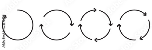 Set of circle arrows isolated on white background. Refresh arrow , reload arrow , recycle arrow collection. Black circle arrows. Black curve arrow. semicircle arrow icon .