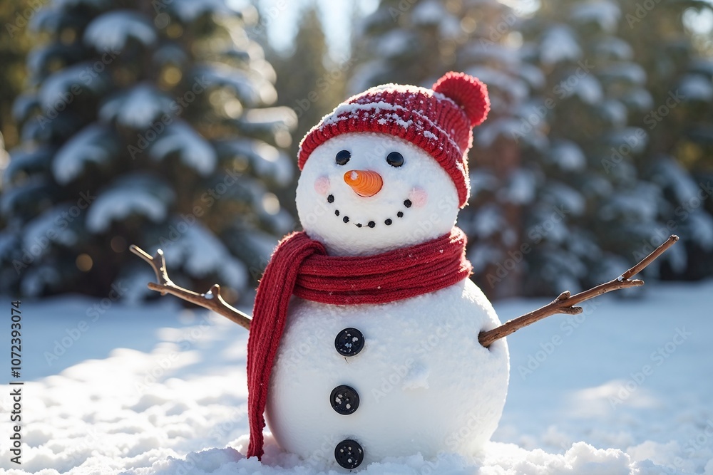 Fototapeta premium snowman on the snow