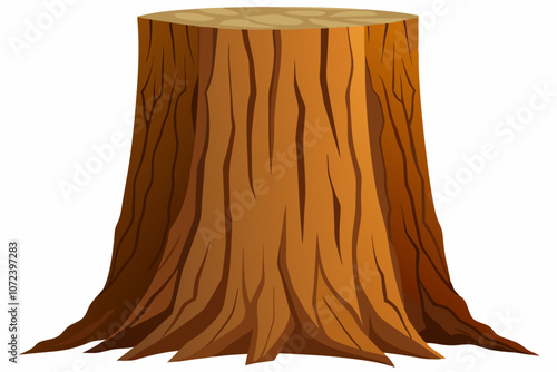 Brown wood stump on white background illustration