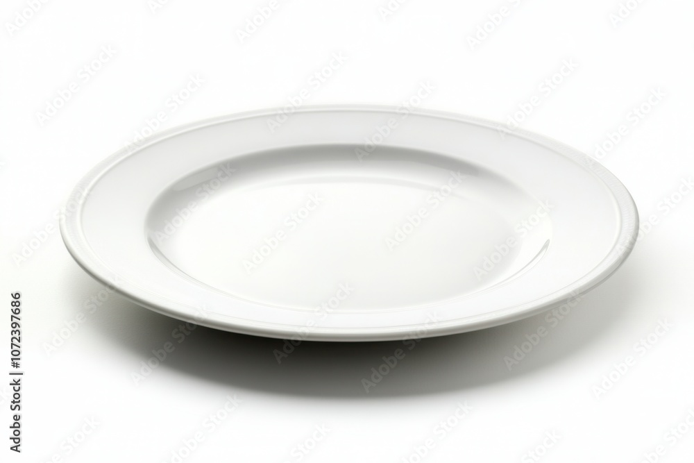 Simple white ceramic plate on clean background Simple white ceramic plate on clean background