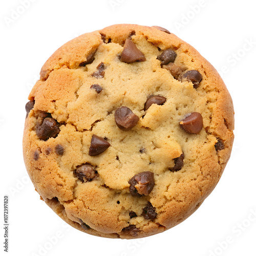 Photos A chocolate chip cookie isolated on transparent background.
