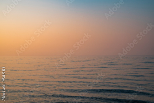  colorful fog at sunset on the sea