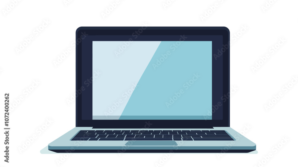 Laptop computer with a black screen. The keyboard is silver and the screen is blue. Flat vector illustration isolated. Laptop computer with a black screen. The keyboard is silver and the screen is blue. Flat vector illustration isolated.