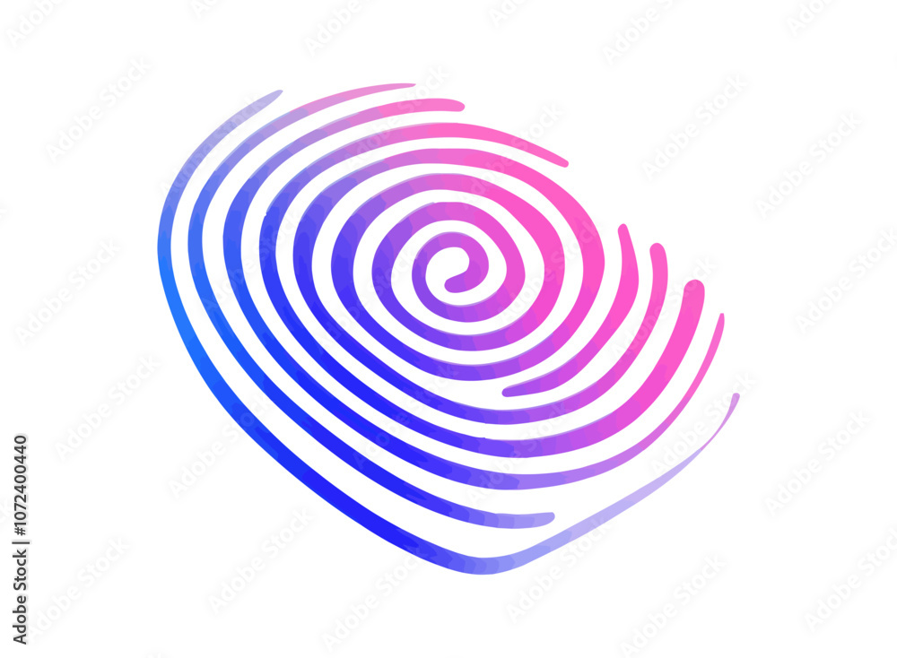 Blue and pink swirl with a white background. The swirl is in the middle of the image. Flat vector illustration isolated. Blue and pink swirl with a white background. The swirl is in the middle of the image. Flat vector illustration isolated.