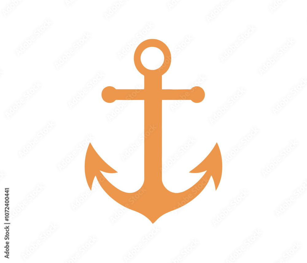 Yellow anchor with a white background. It is a simple design. Flat vector illustration isolated. Yellow anchor with a white background. It is a simple design. Flat vector illustration isolated.