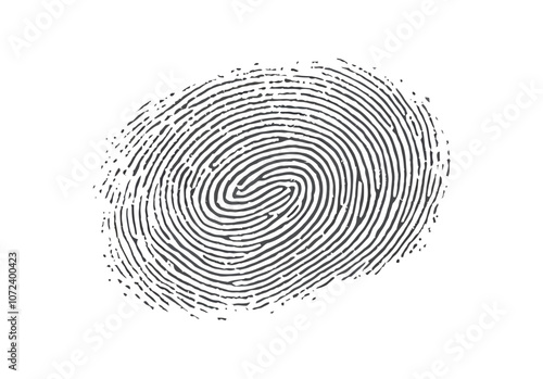Fingerprint is shown in a circle. The fingerprint is very blurry. The circle is white. Flat vector illustration isolated.