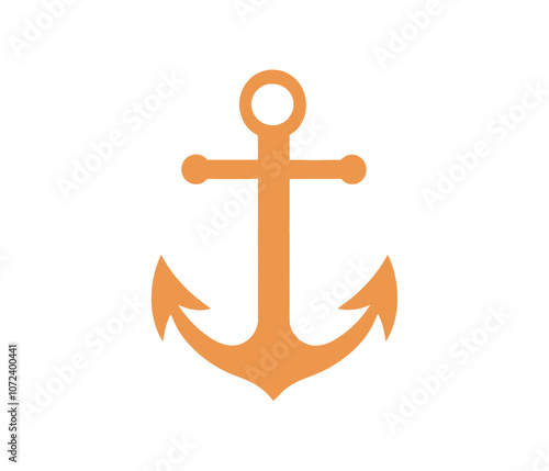 Yellow anchor with a white background. It is a simple design. Flat vector illustration isolated.