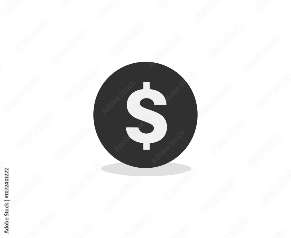 Black and white dollar sign. The dollar sign is surrounded by a circle. Flat vector illustration isolated. Black and white dollar sign. The dollar sign is surrounded by a circle. Flat vector illustration isolated.