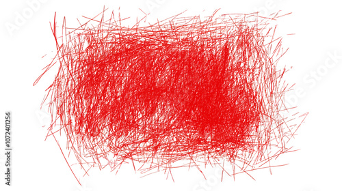 Red drawing with red lines. The drawing is messy and has a lot of red lines. Flat vector illustration isolated.