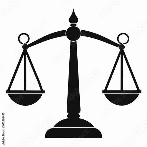 Vector Balance Scale silhouette black on white background