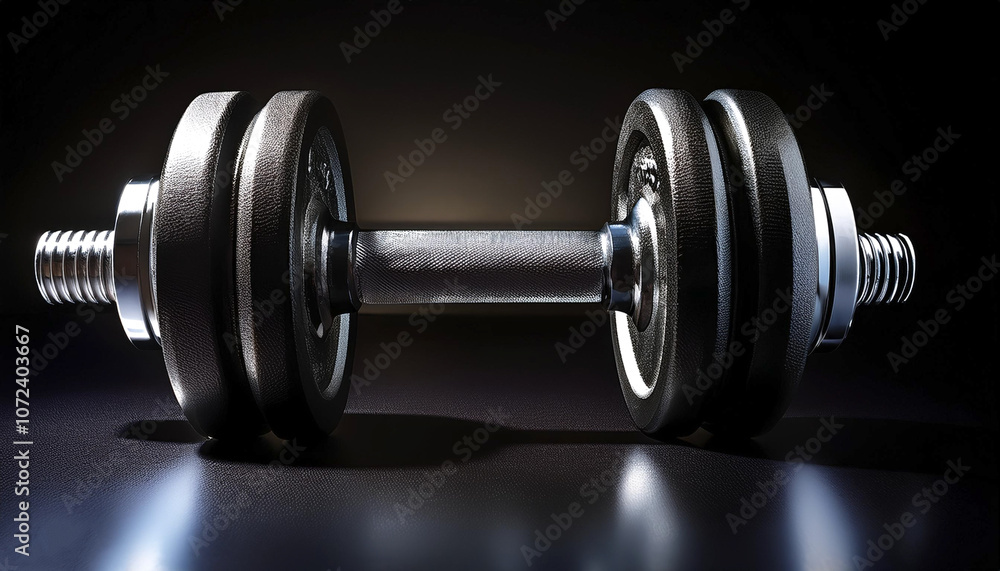 Dumbbell, isolated on a dark black