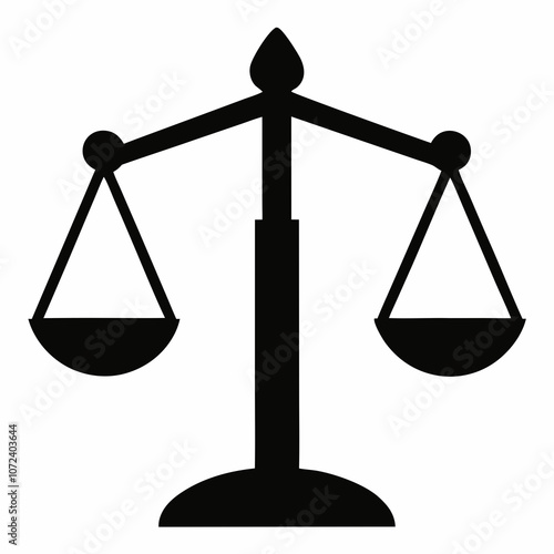 Vector Balance Scale silhouette black on white background