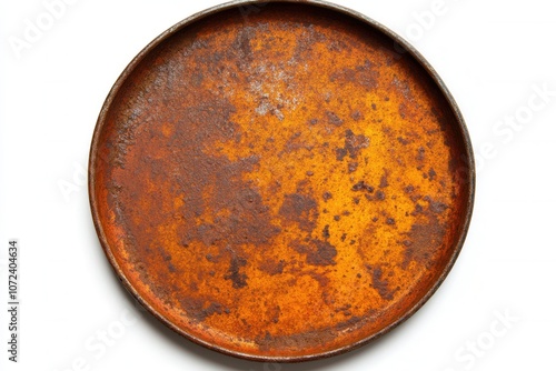 Rusty metal texture on round surface