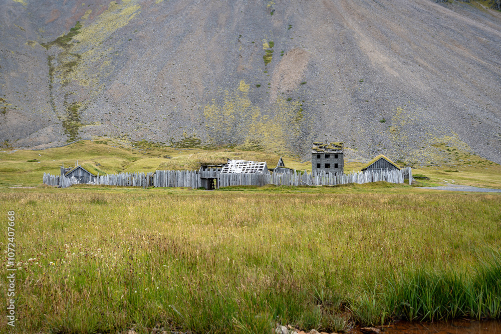 Viking Village movie set in Stokksnes, southeast Iceland Viking Village movie set in Stokksnes, southeast Iceland