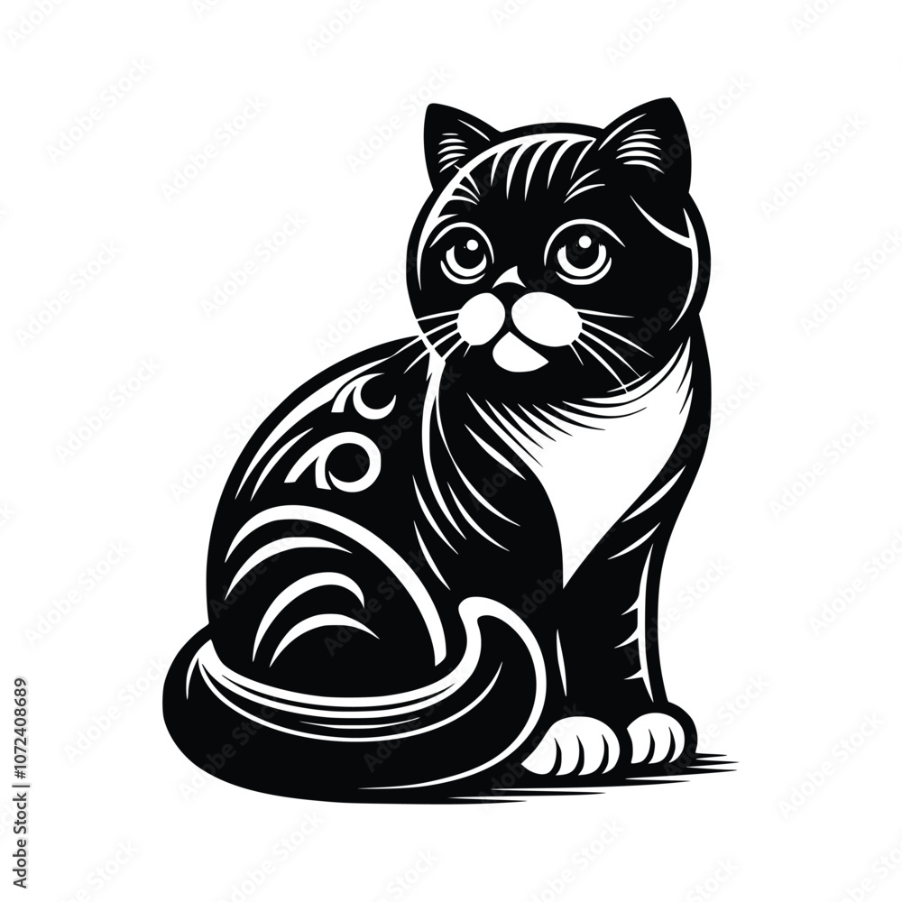 Obraz premium Cute Cat Black Vector,SVG