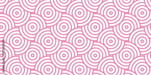 Abstract vector pink overlap Overlapping Pattern. geometric ocean spiral pattern abstract circle wave lines. Pink seamless tile stripe geomatics create retro line pattern background.