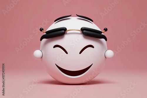 Three-Dimensional Dozy Emoticon with Bopping Eyelids and Smile