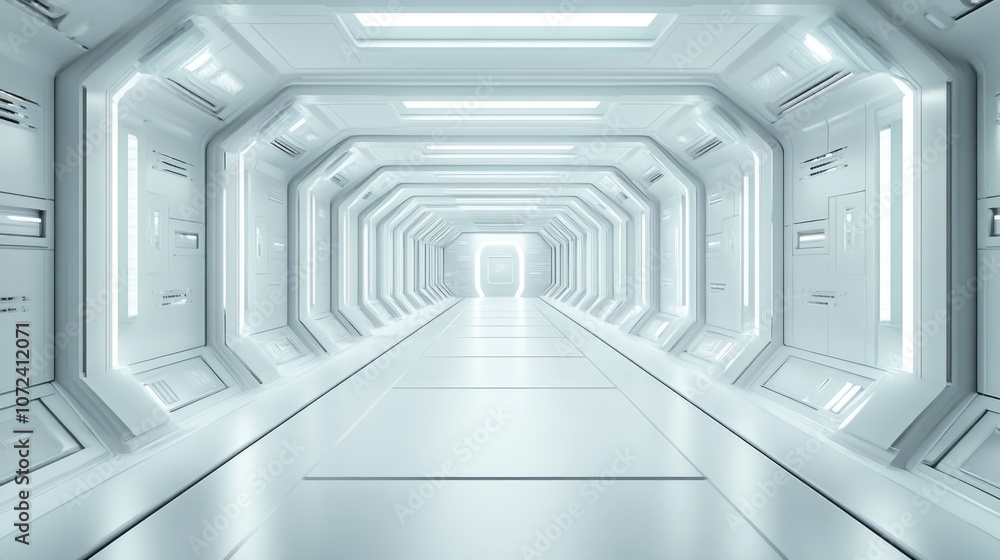 Futuristic Tech Grid: Cyber Abstract 3D Render with Glossy White Surfaces Futuristic Tech Grid: Cyber Abstract 3D Render with Glossy White Surfaces