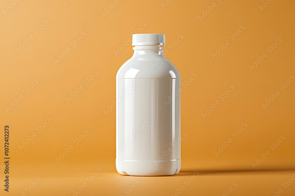 White plastic bottle on orange background. Perfect for showcasing your brand or product design. White plastic bottle on orange background. Perfect for showcasing your brand or product design.
