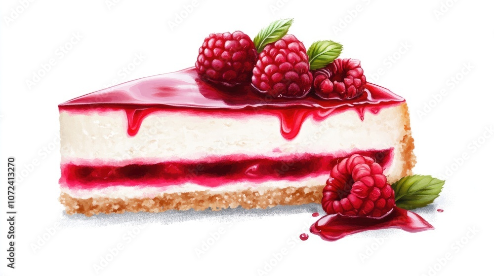 Berrylicious Cheesecake Slice with Fresh Mint for Epicure Taste Berrylicious Cheesecake Slice with Fresh Mint for Epicure Taste