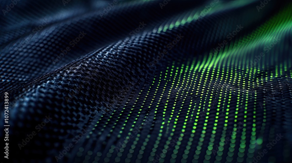 Close-up of dark triangular mesh carbon fiber with vivid green luminous lines, creating a high-energy and sleek modern background. Close-up of dark triangular mesh carbon fiber with vivid green luminous lines, creating a high-energy and sleek modern background.