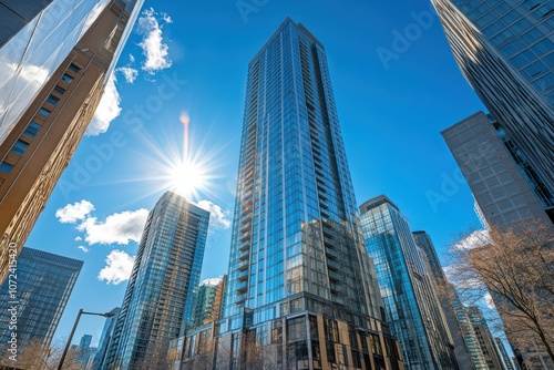 Tall Skyscrapers Under Bright Blue Sky