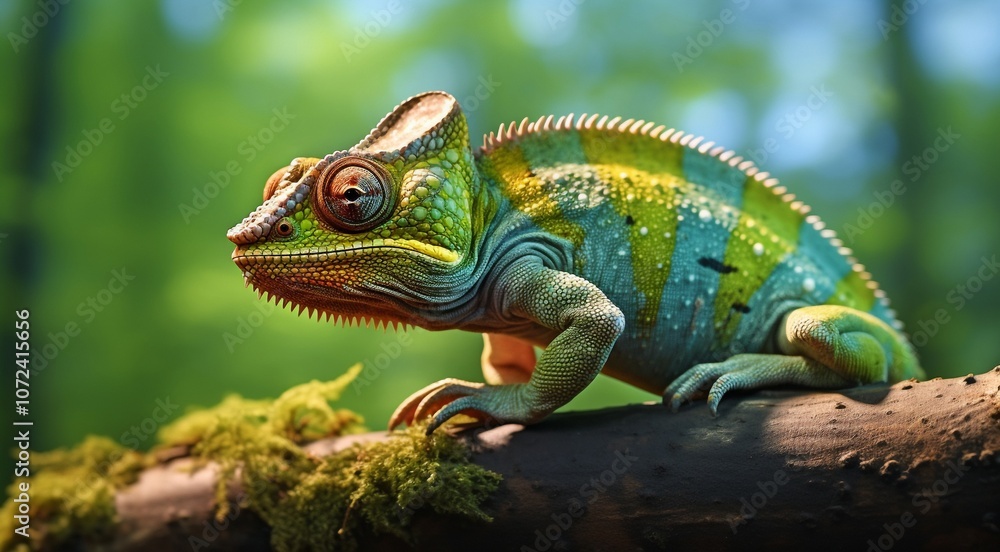 Fototapeta premium close up of chameleon in the nature