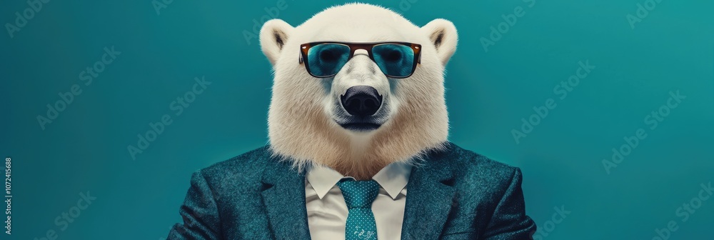 Funky Polar Bear in Stylish Fashion Outfit Posing as Supermodel Funky Polar Bear in Stylish Fashion Outfit Posing as Supermodel