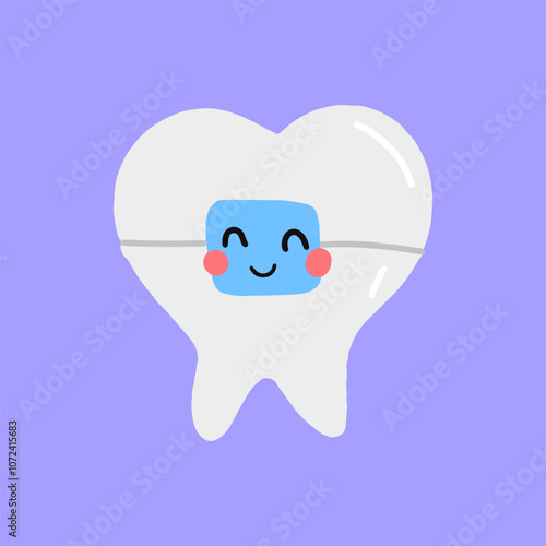 cute kawaii dental care cartoon isolated on white background
