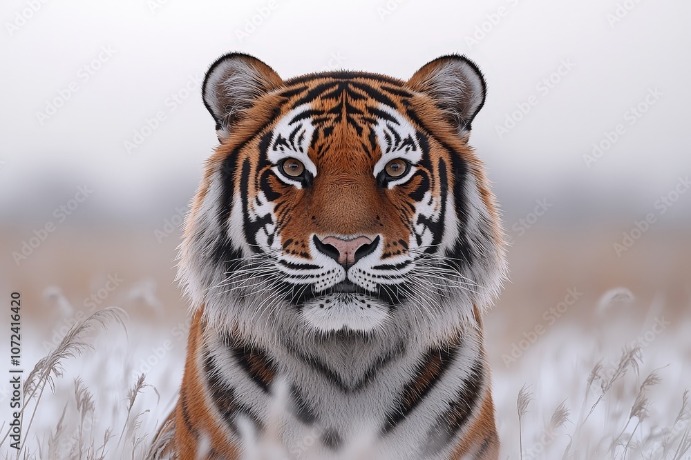 Obraz premium Majestic tiger in winter landscape capturing nature's elegance