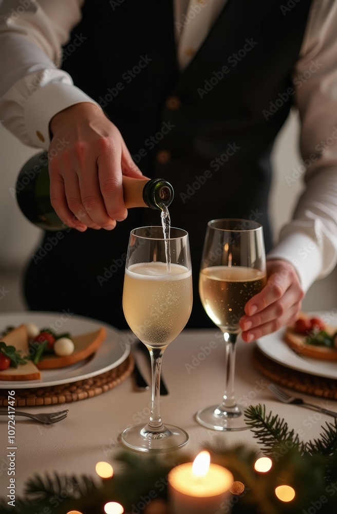 waiter serving wine waiter serving wine