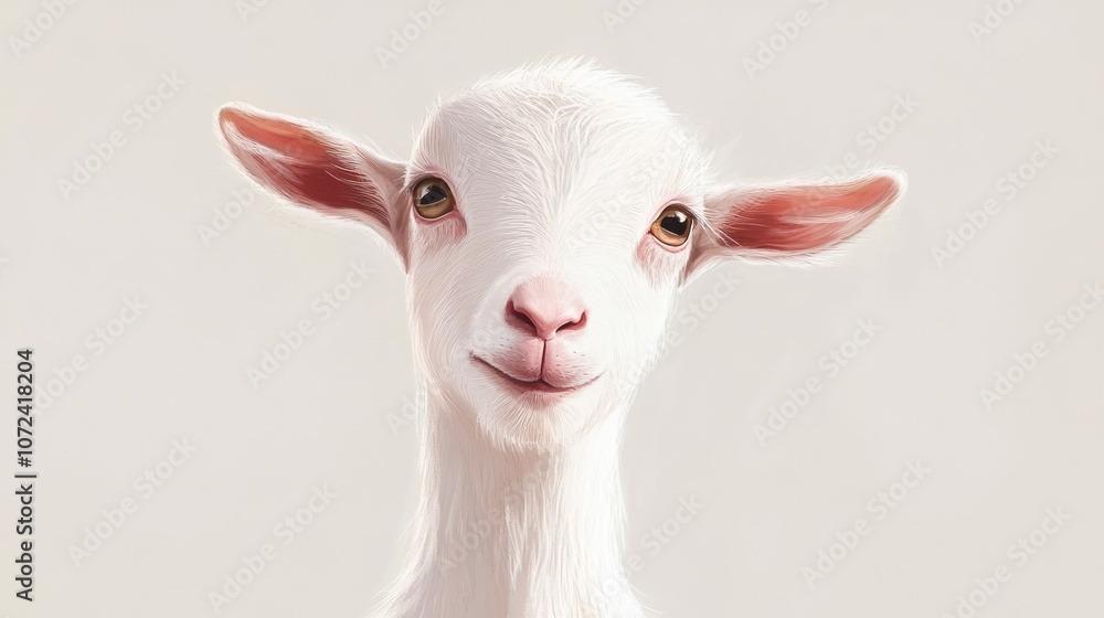 Whimsical Goat Cartoon on White Background Whimsical Goat Cartoon on White Background